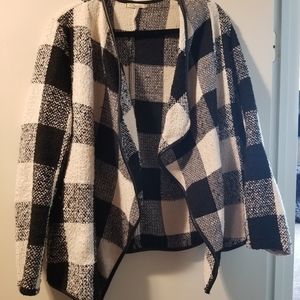 Black and cream open front jacket